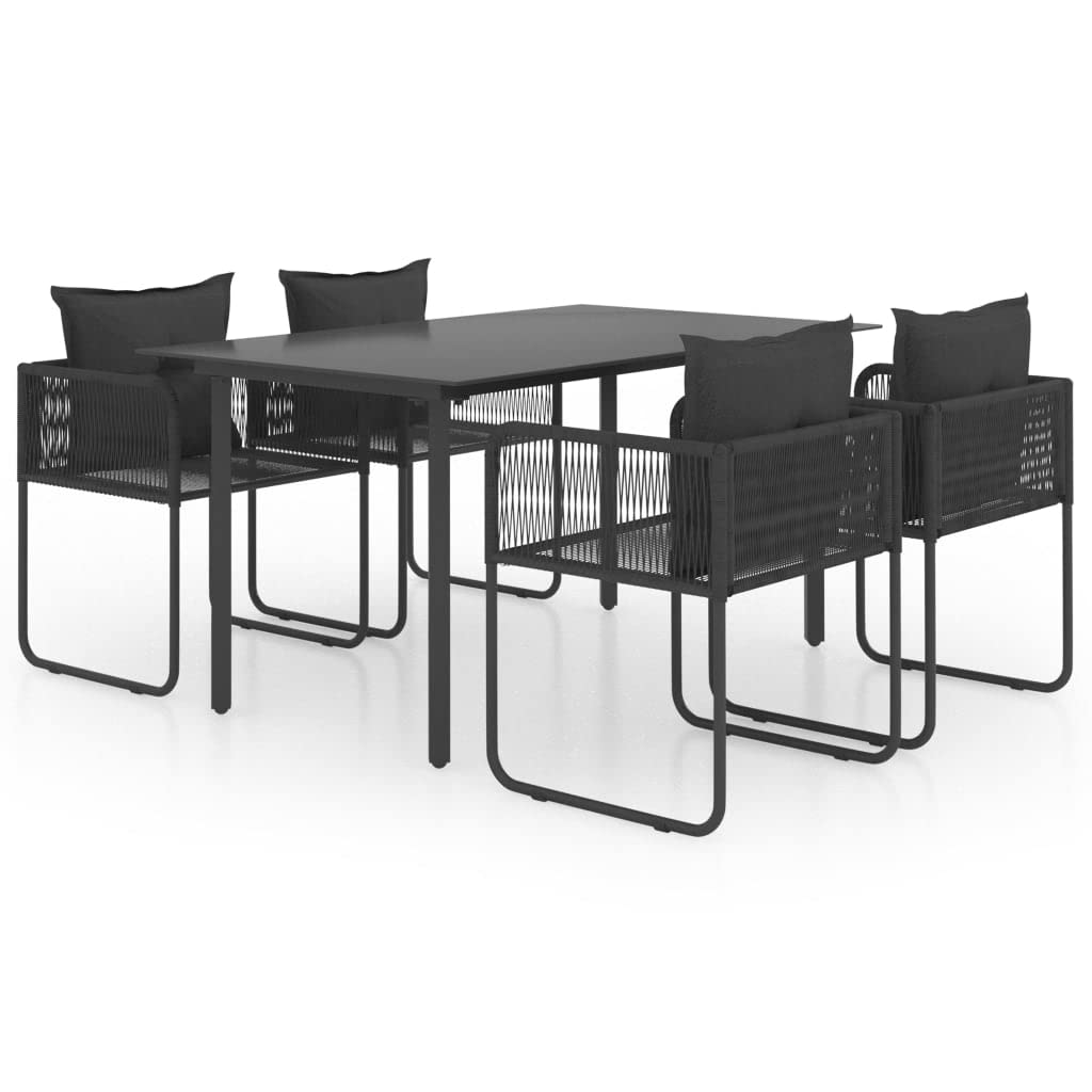vidaXL Patio Dining Set 5 Piece Garden Outdoor Balcony Backyard Terrace Dinner Dinette Seating Table Chair Furniture Set Home PVC Rattan Black